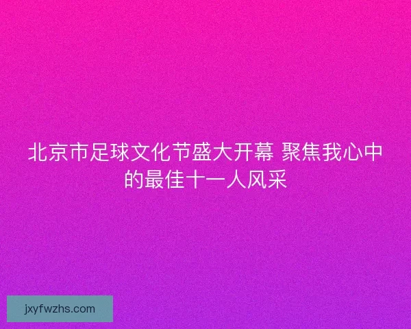 北京市足球文化节盛大开幕 聚焦我心中的最佳十一人风采
